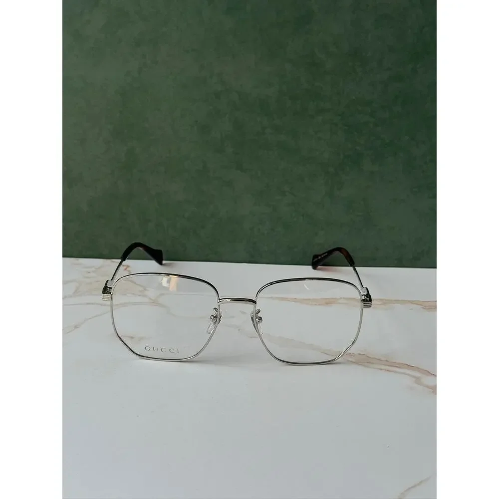 NEW Gucci GG0973O Silver Metal Oversized Square Frames